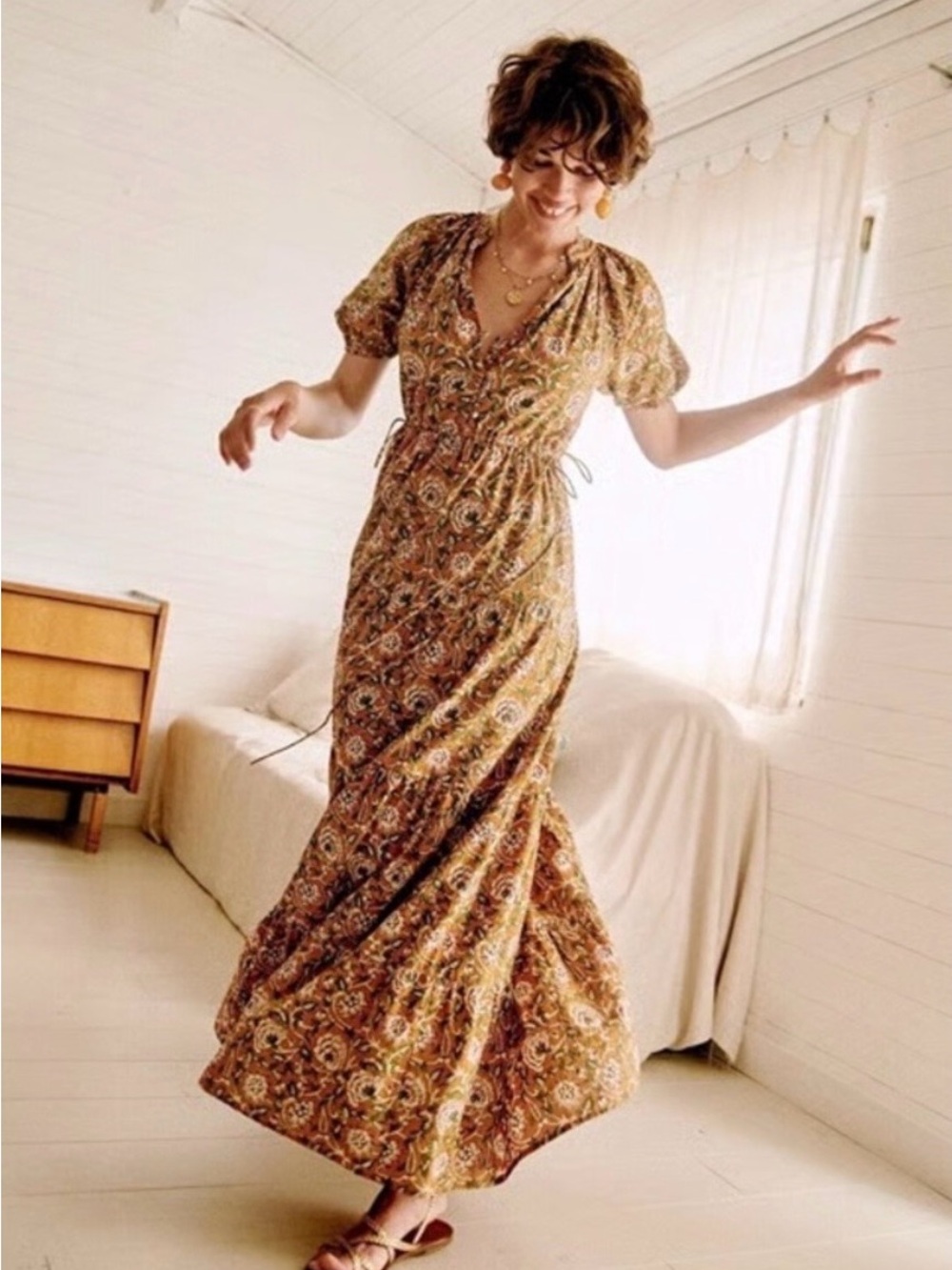 Sezane Floral 100% Cotton Maxi Dress